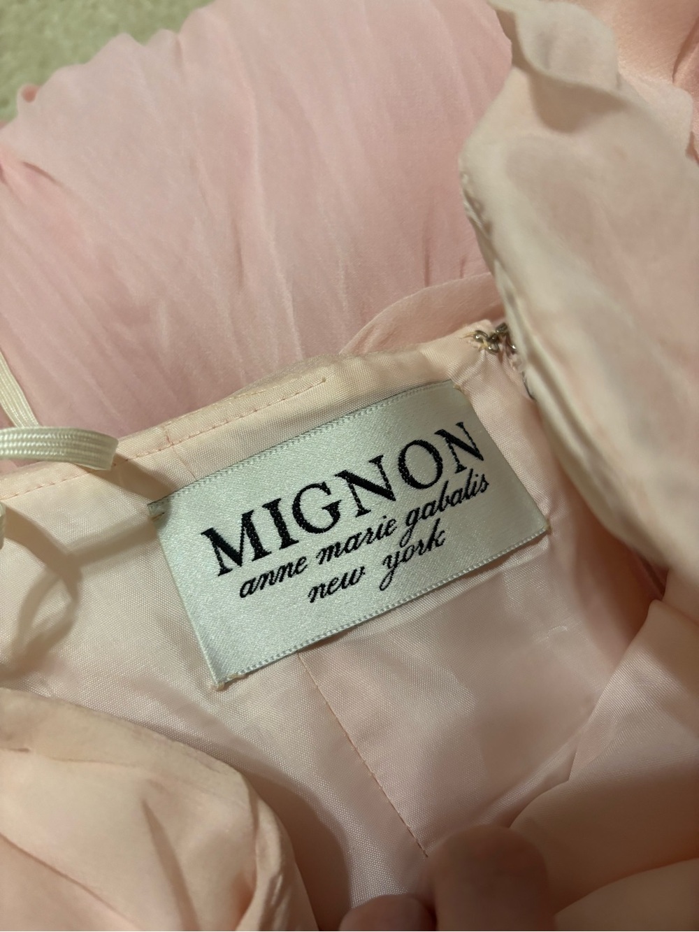 Vintage Mignon Strapless Pink Ruffled Silk Maxi Dress - Picture 10 of 10